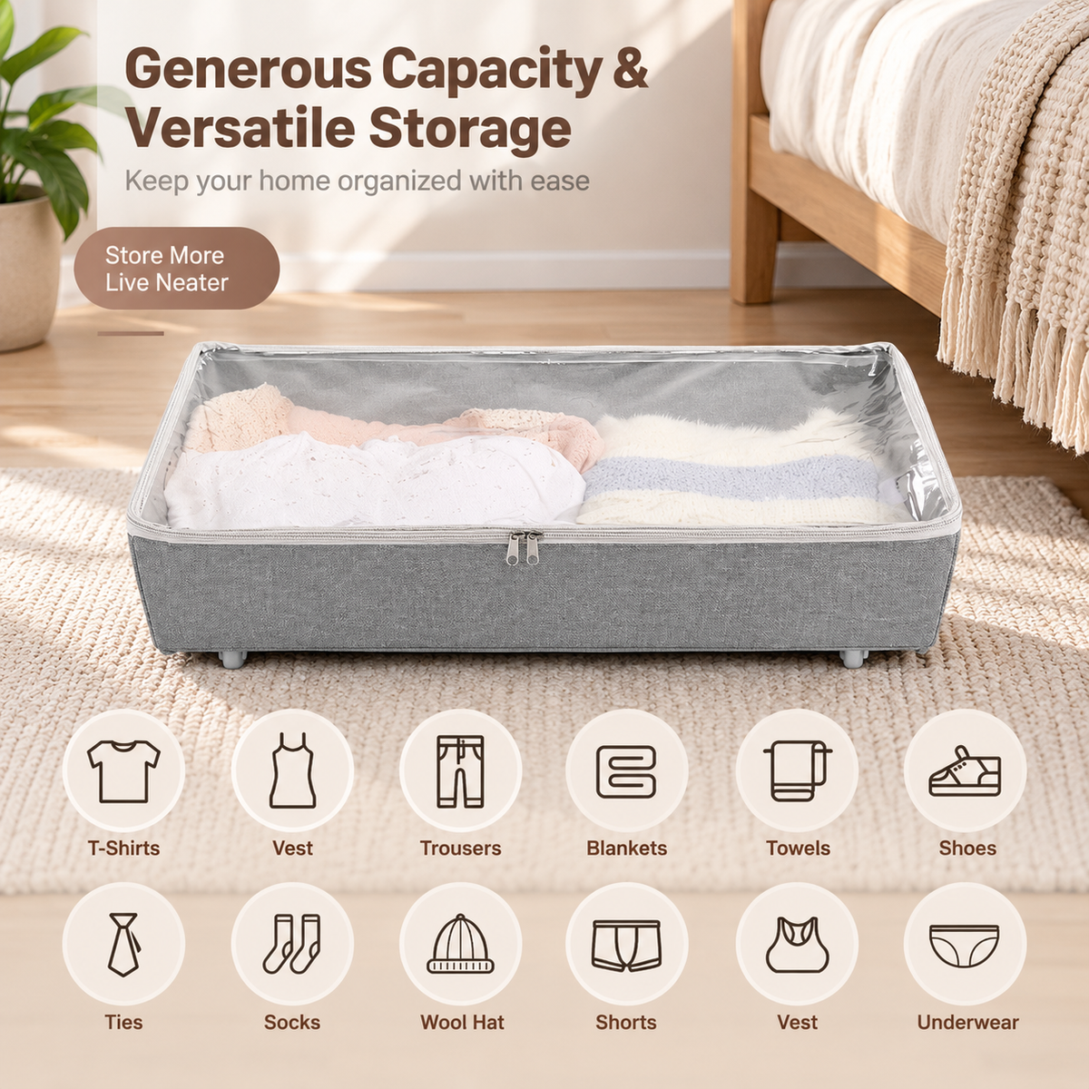 Rolling Under-Bed Storage Organizer